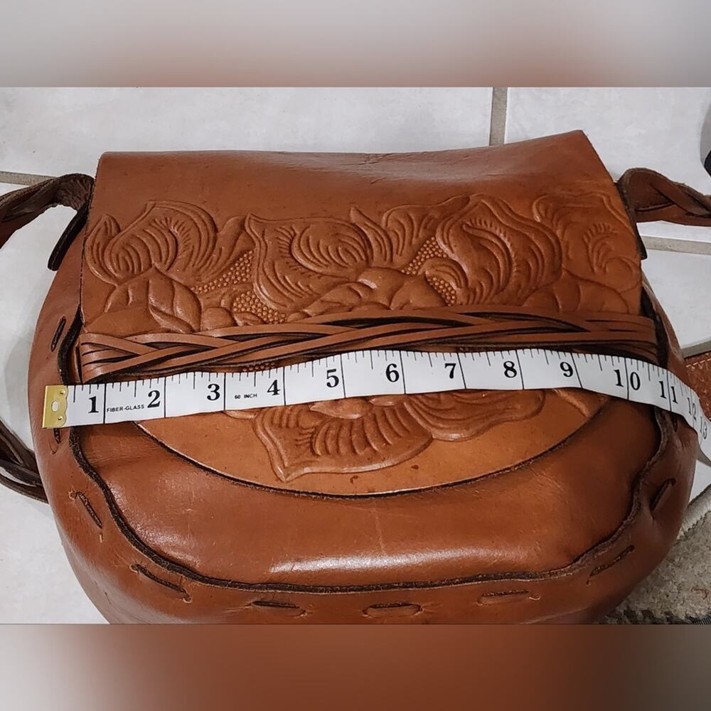 Patricia Nash Brown Tooled Leather Saddle Bag crossbody purse - Picture 7 of 16